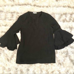 JADE by Melody Tam Black Ruffle Top